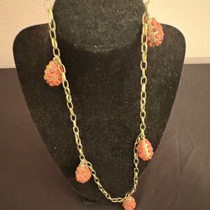 Liz Claiborne Gold Necklace with Orange Accents